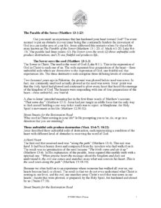 The Parable of the Sower Matthew 13:1-23 Analysis