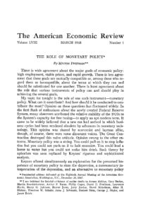 The Role of Monetary Policy by Milton Friedman