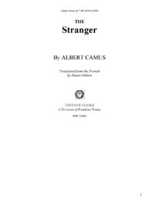 The Stranger by Albert Camus