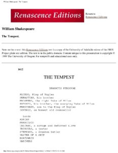 The Tempest by William Shakespeare