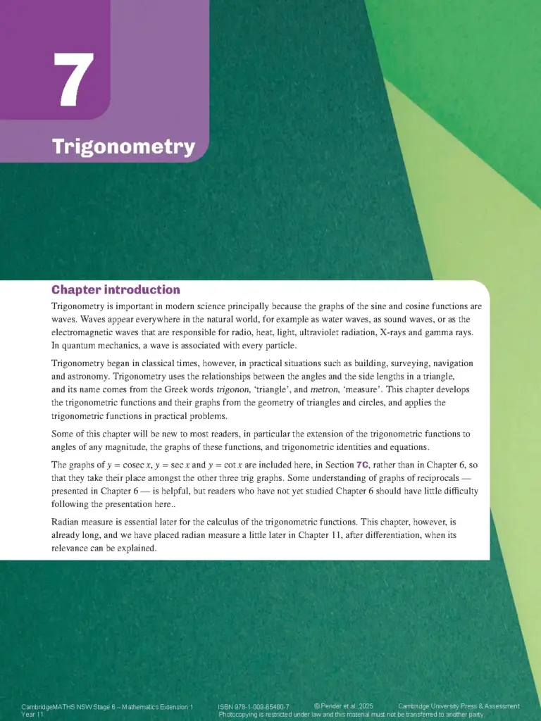 Trigonometry Chapter 7 Cambridge Mathematics