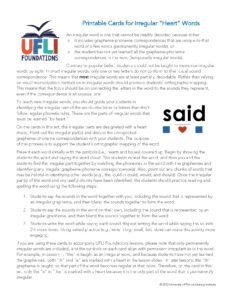 UFLI Heart Word Printable Cards for Teaching Literacy