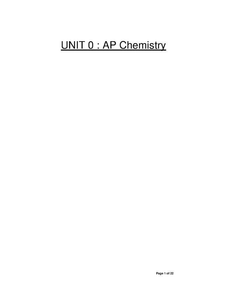 Unit 0 AP Chemistry Notes for Exam Preparation