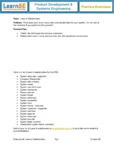 Users and Stakeholders for ATM Systems