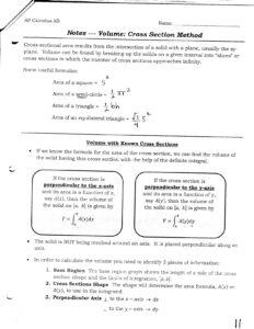 Volume Cross Sections for Calculus Students
