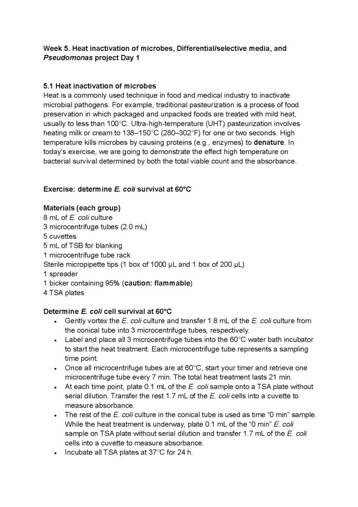 Week 5 Microbiology Lab: Heat Inactivation and Media Techniques