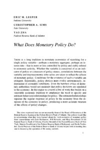 What Does Monetary Policy Do? by Eric M. Leeper et al.