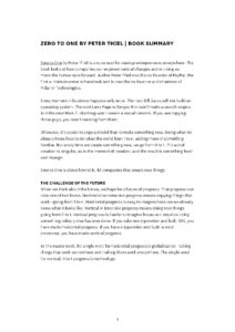 Zero to One by Peter Thiel Summary