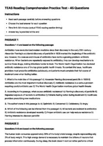 TEAS Reading Comprehension Practice Test – 45 Questions