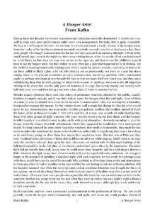 A Hunger Artist Short story by Franz Kafka