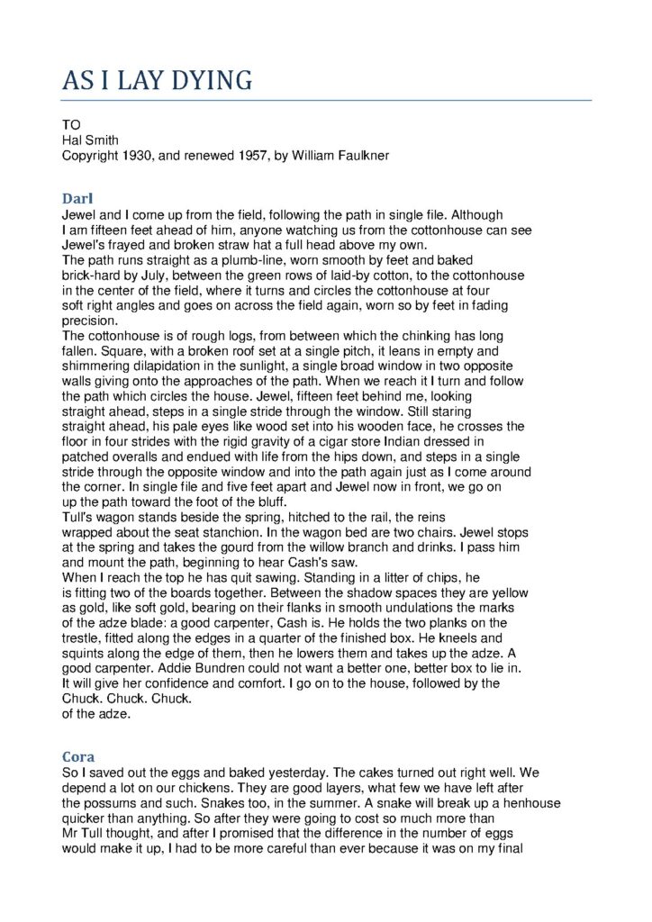 As I Lay Dying William Fauklner