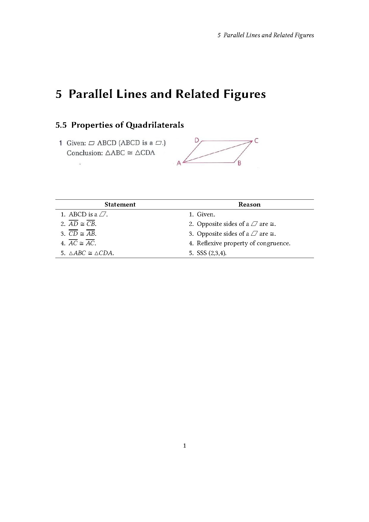 Geometry for Enjoyment and Challenge Chapter 5 Section 5 Properties Of Quadrilaterals
