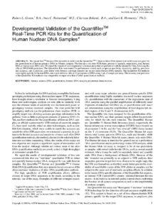 Developmental Validation of the QuantifilerTM Real-Time PCR Kits for the Quantification of Human Nuclear DNA Samples