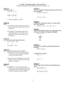 MAT1033 – Intermediate Algebra – Final Exam Review