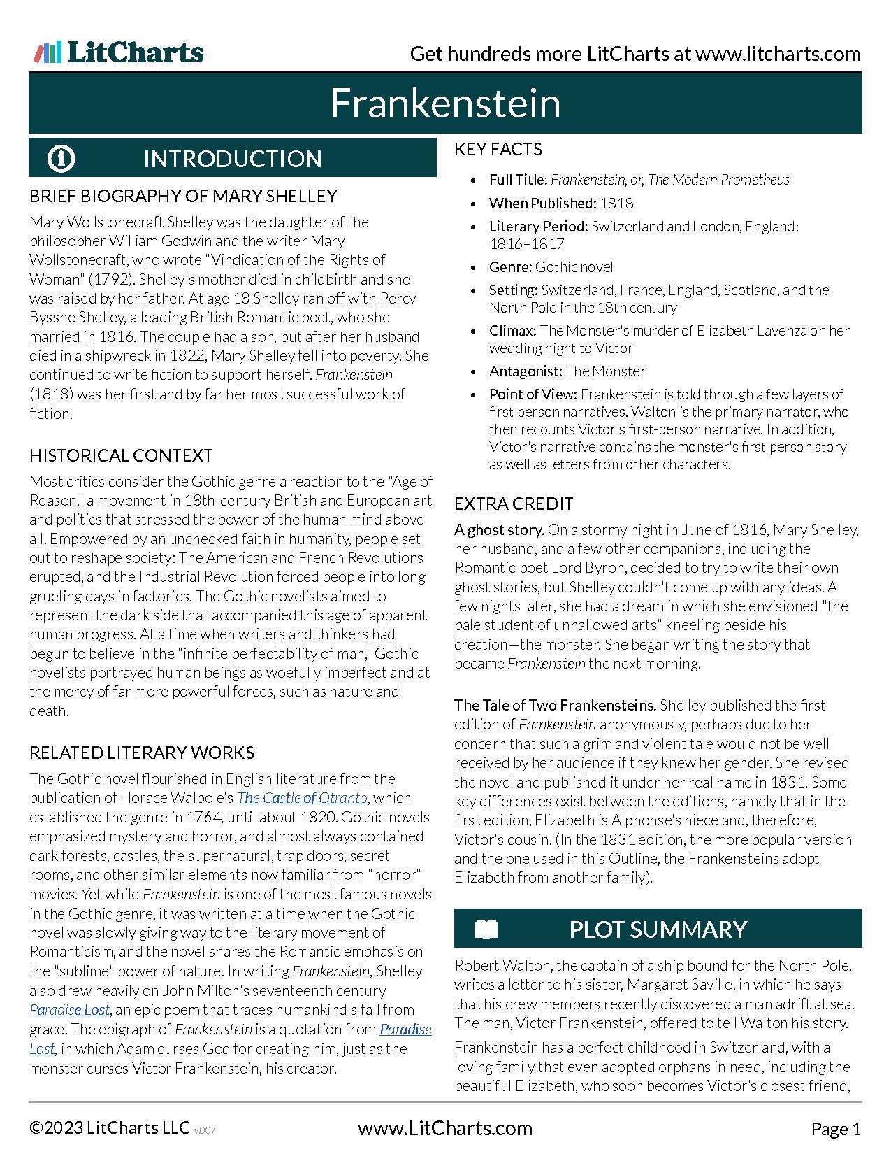 Frankenstein LitChart