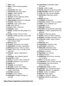 Advanced Vocabulary Word List