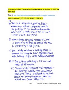 2022 AP Statistics FRQ Solutions