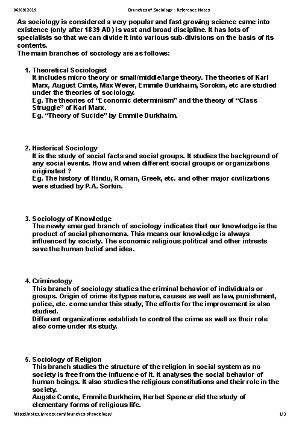 Overview of Sociology Branches