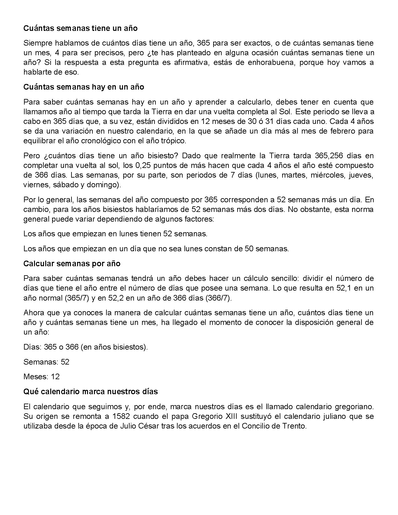 Semanas en un Año: Cálculo y Datos