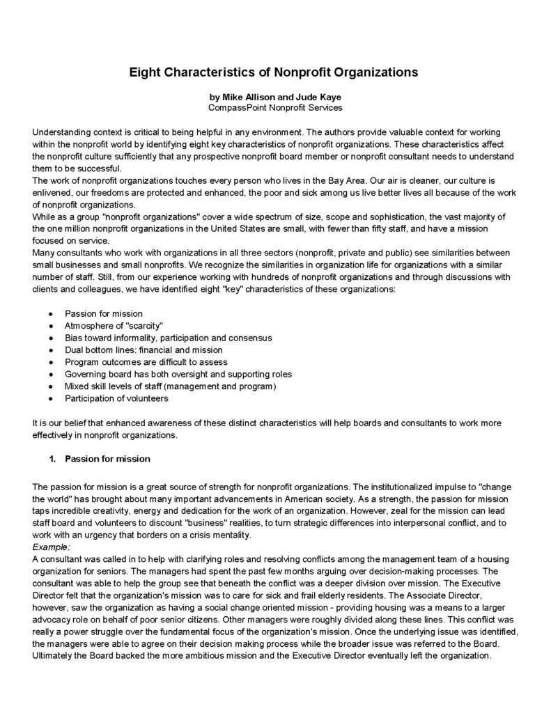 Key Traits of Nonprofit Organizations