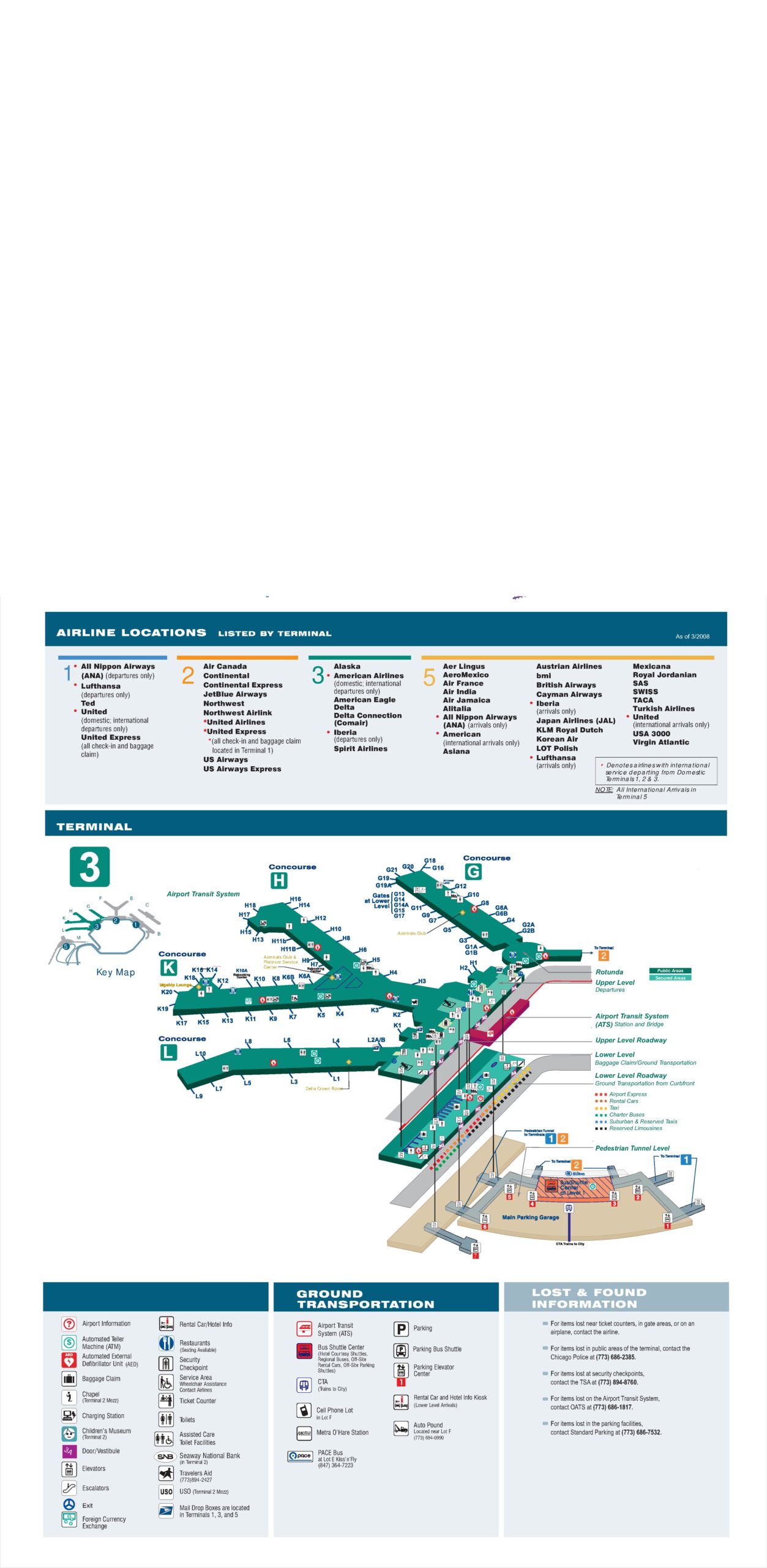 O'Hare Terminal 3 Airline Map