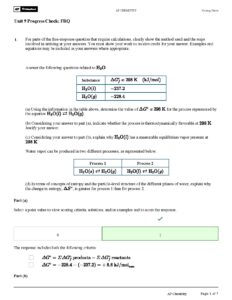 AP Unit 9 Progress Check: FRQ Chemistry Free-Response Guide