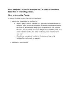 Steps in the Forecasting Process