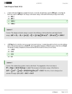 AP Physics 1 Unit 3 MCQ Scoring Guide