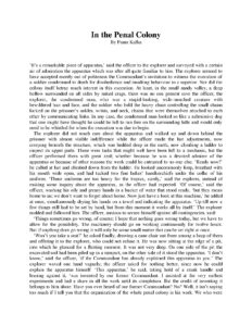 In the Penal Colony Short story by Franz Kafka