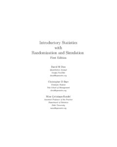 Introductory Statistics with Randomization and Simulation First Edition