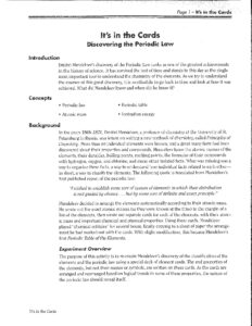 It’s in the Cards Discovering the Periodic Law