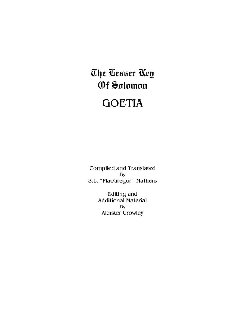 The Lesser Key of Solomon