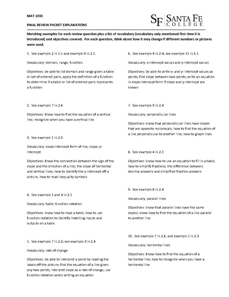 Mat 1033 Final Review Packet Explanations
