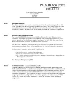 Palm Beach Community College: Prep Math Cluster Agenda