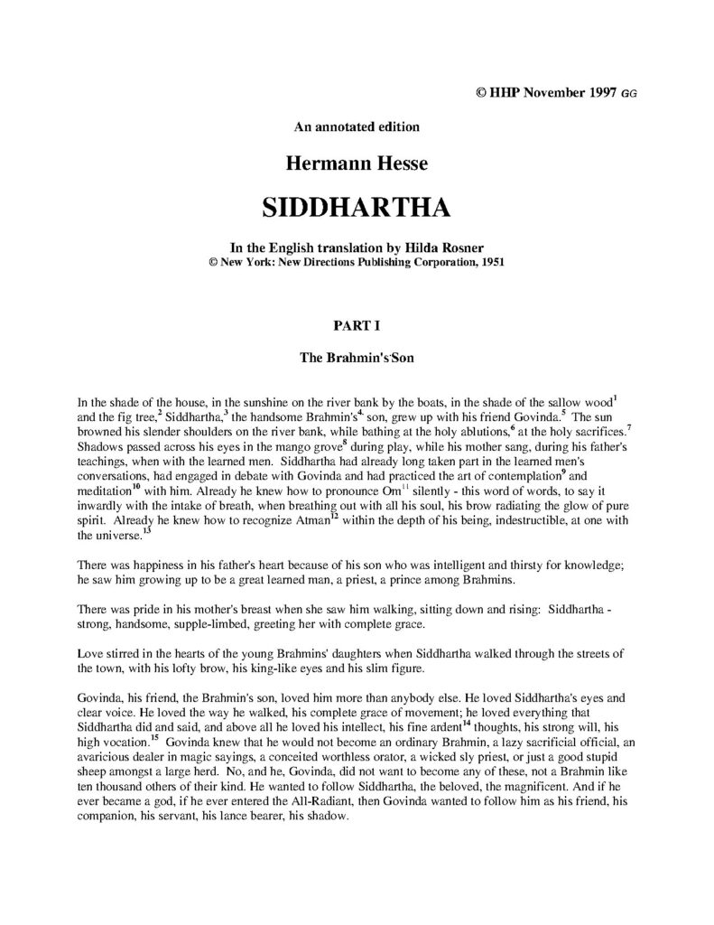 Siddhartha Novel by Hermann Hesse