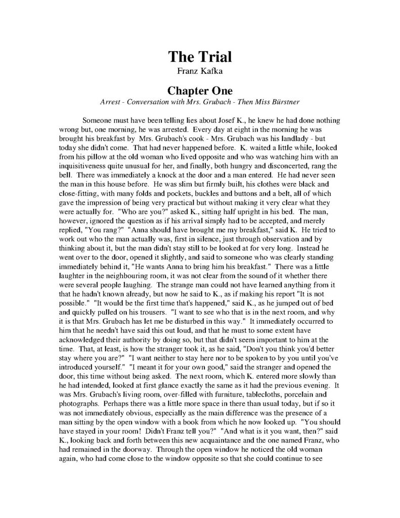 The Trial Novel by Franz Kafka