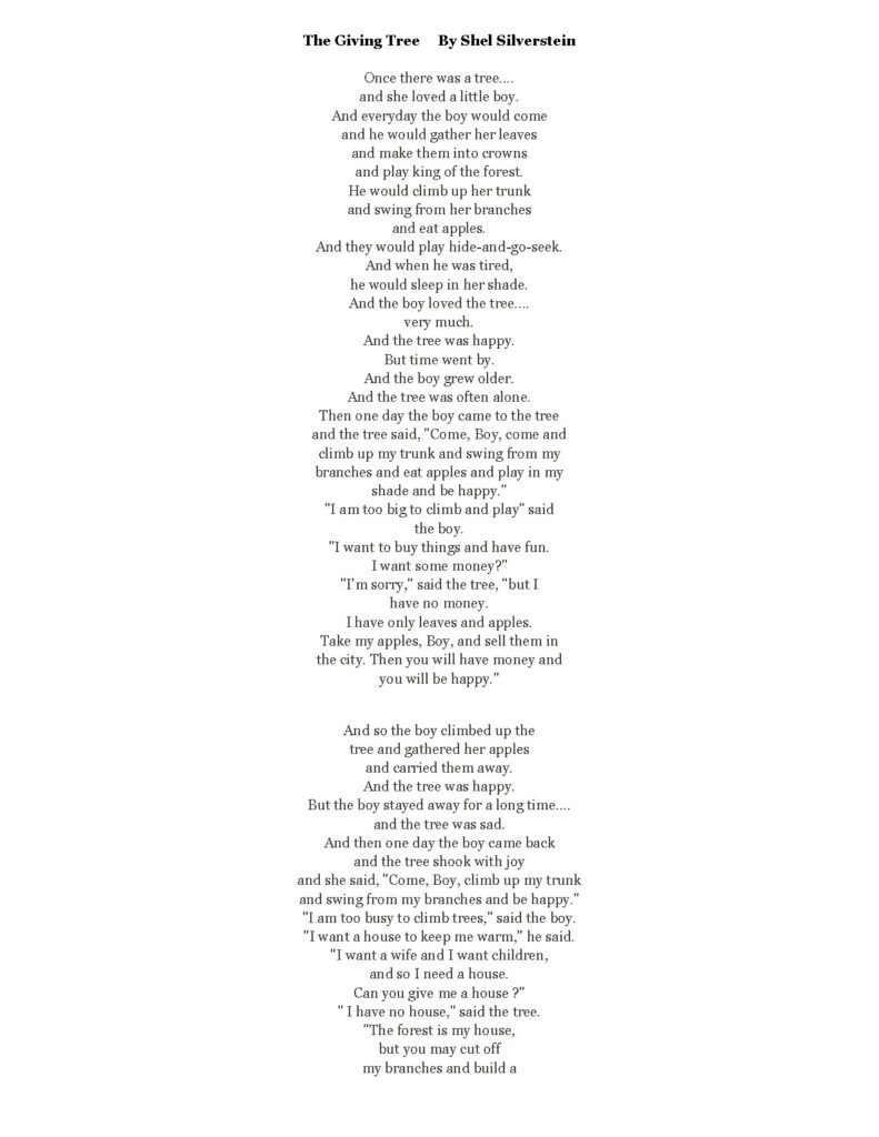 The Giving Tree Text-Book by Shel Silverstein
