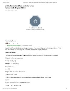 Unit 3 Parallel And Perpendicular Lines Homework 5 Slopes Of Lines