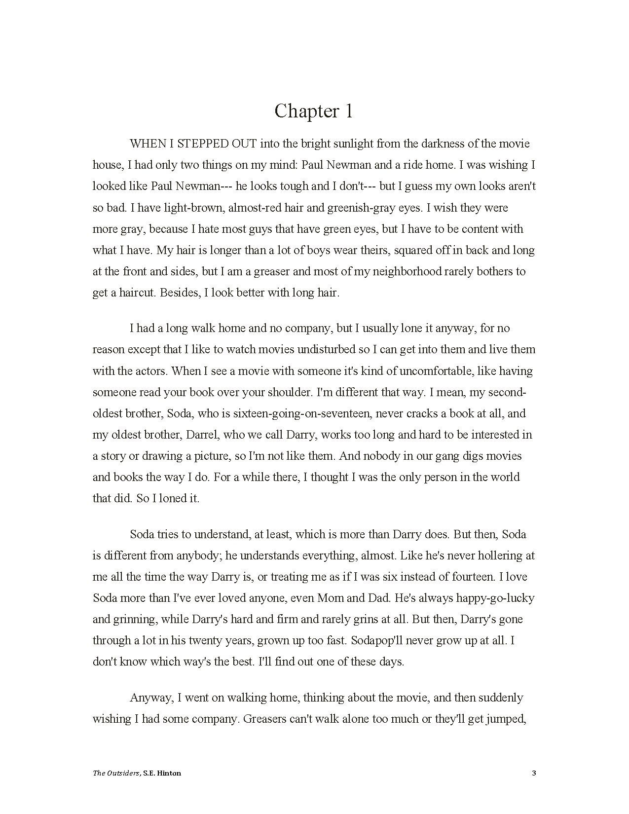 The Outsiders Chapter no 1