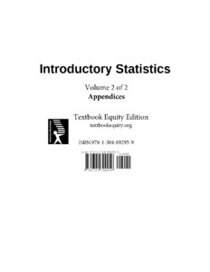 Introductory Statistics Volume 2 Appendices