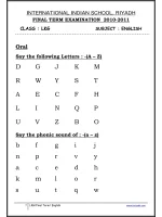 LKG English FinalTerm Worksheet