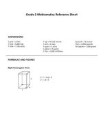 Thumbnail for Grade 5 Mathematics Reference Sheet