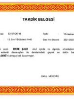 Thumbnail for Takdir Belgesi ÖğRencinin