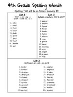 Thumbnail for 4th Grade Spelling Words