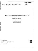 Thumbnail for Returns to Investment in Education